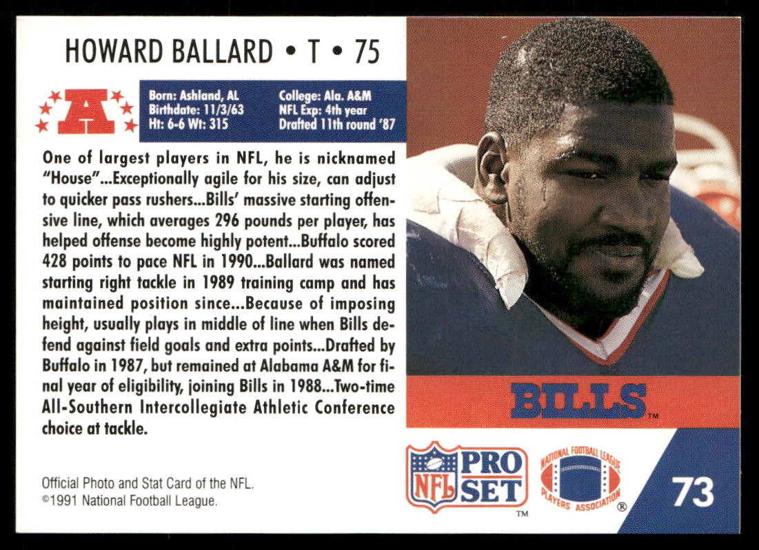 Howard Ballard 1991 Pro Set #73 Buffalo Bills