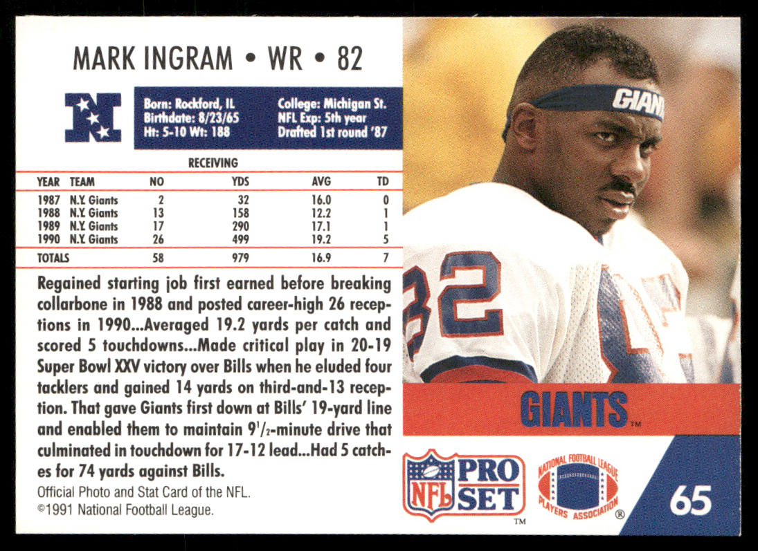 Mark Ingram 1991 Pro Set #65 New York Giants