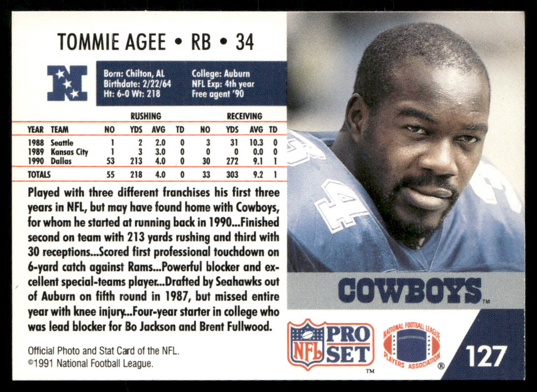 Tommie Agee 1991 Pro Set #127 Dallas Cowboys