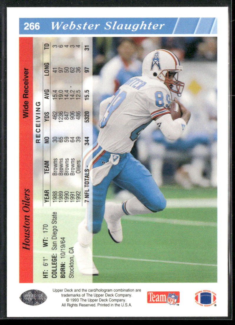 Webster Slaughter 1993 Upper Deck #266 Houston Oilers