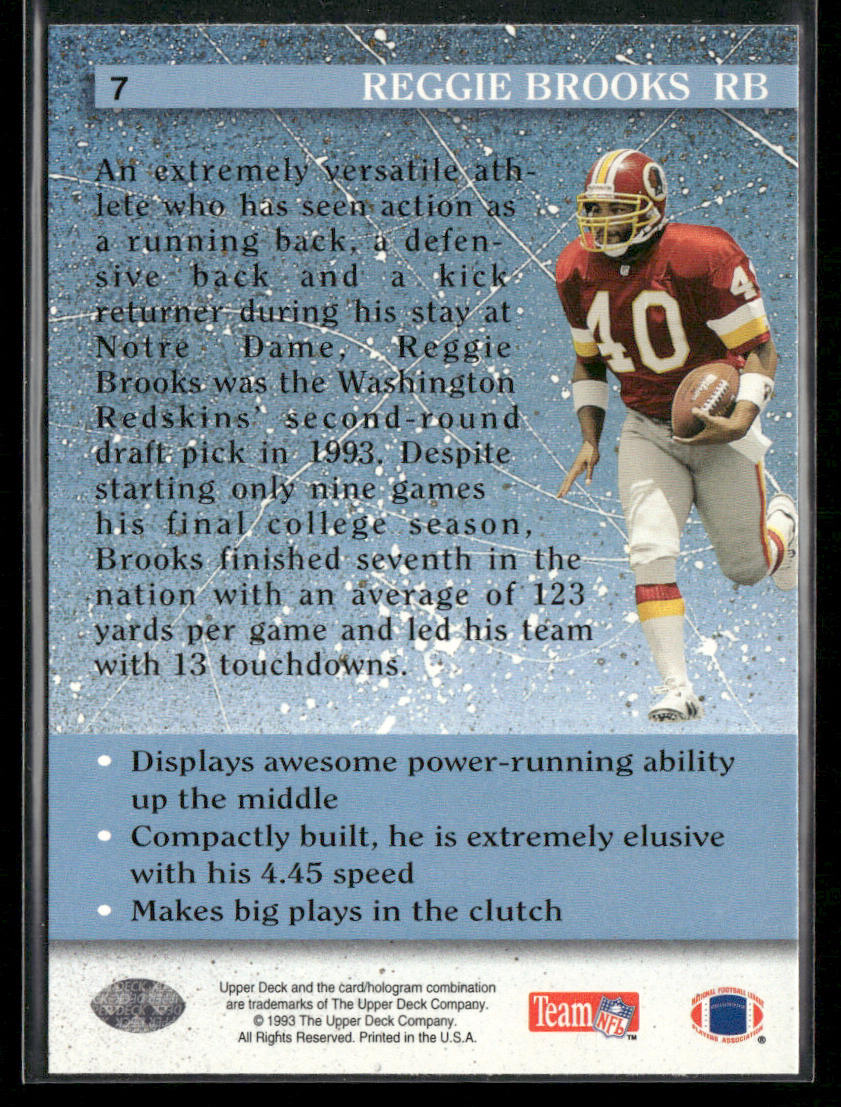 Reggie Brooks 1993 Upper Deck #7 RC Washington Redskins