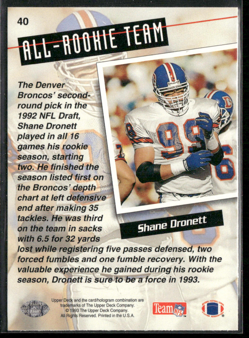 Shane Dronett 1993 Upper Deck #40 Denver Broncos