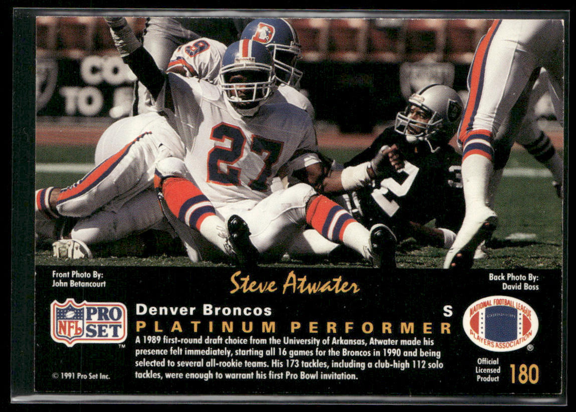 Steve Atwater 1991 Pro Set Platinum #180 Denver Broncos