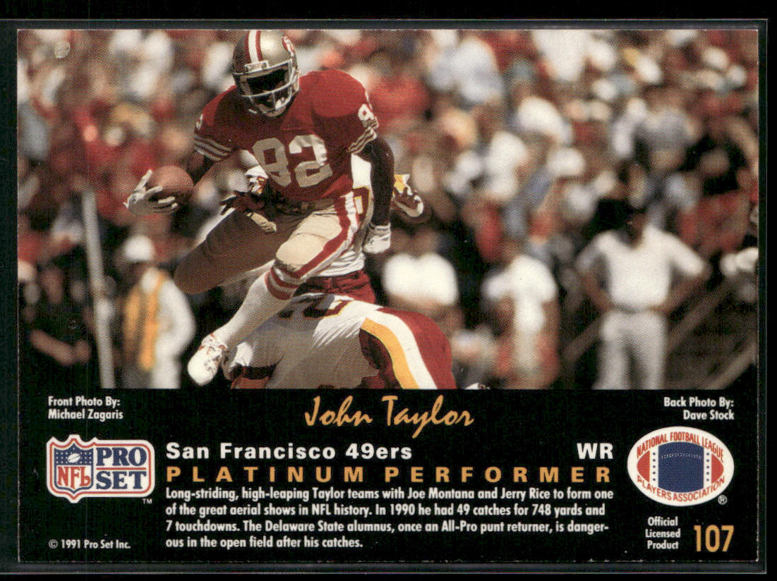 John Taylor 1991 Pro Set Platinum #107 San Francisco 49ers
