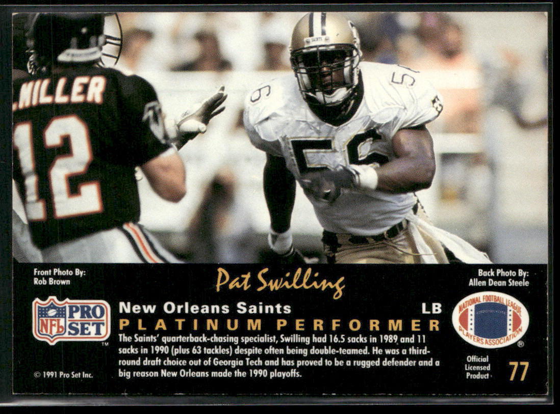 Pat Swilling 1991 Pro Set Platinum #77 New Orleans Saints