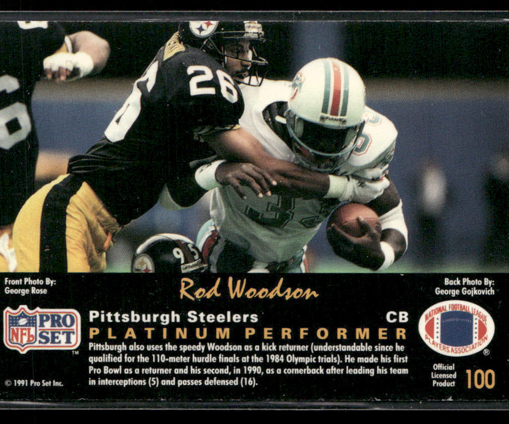 Rod Woodson 1991 Pro Set Platinum #100 Pittsburgh Steelers