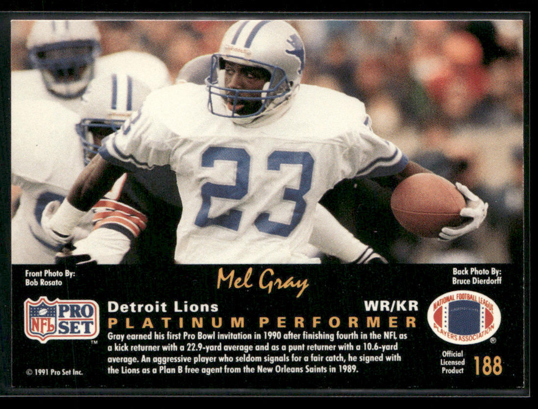 Mel Gray 1991 Pro Set Platinum #188 Detroit Lions