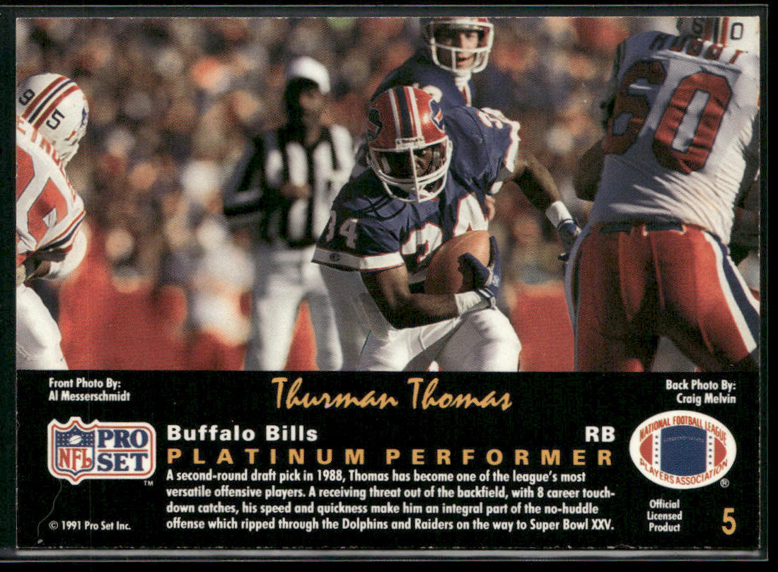 Thurman Thomas 1991 Pro Set Platinum #5 Buffalo Bills