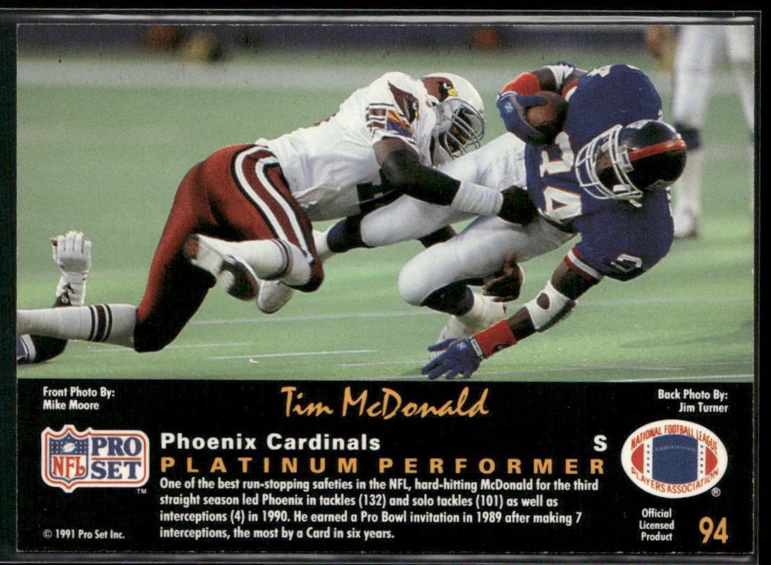 Tim McDonald 1991 Pro Set Platinum #94 Phoenix Cardinals