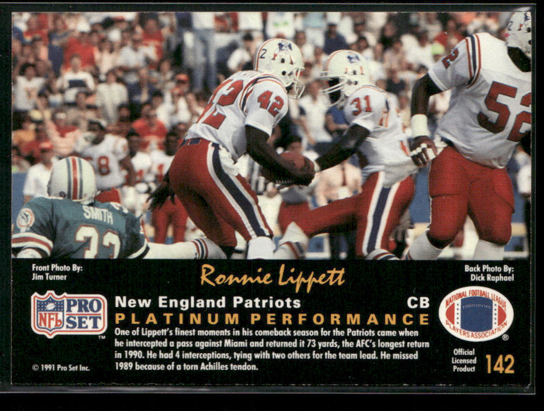 Ronnie Lippett 1991 Pro Set Platinum #142 New England Patriots