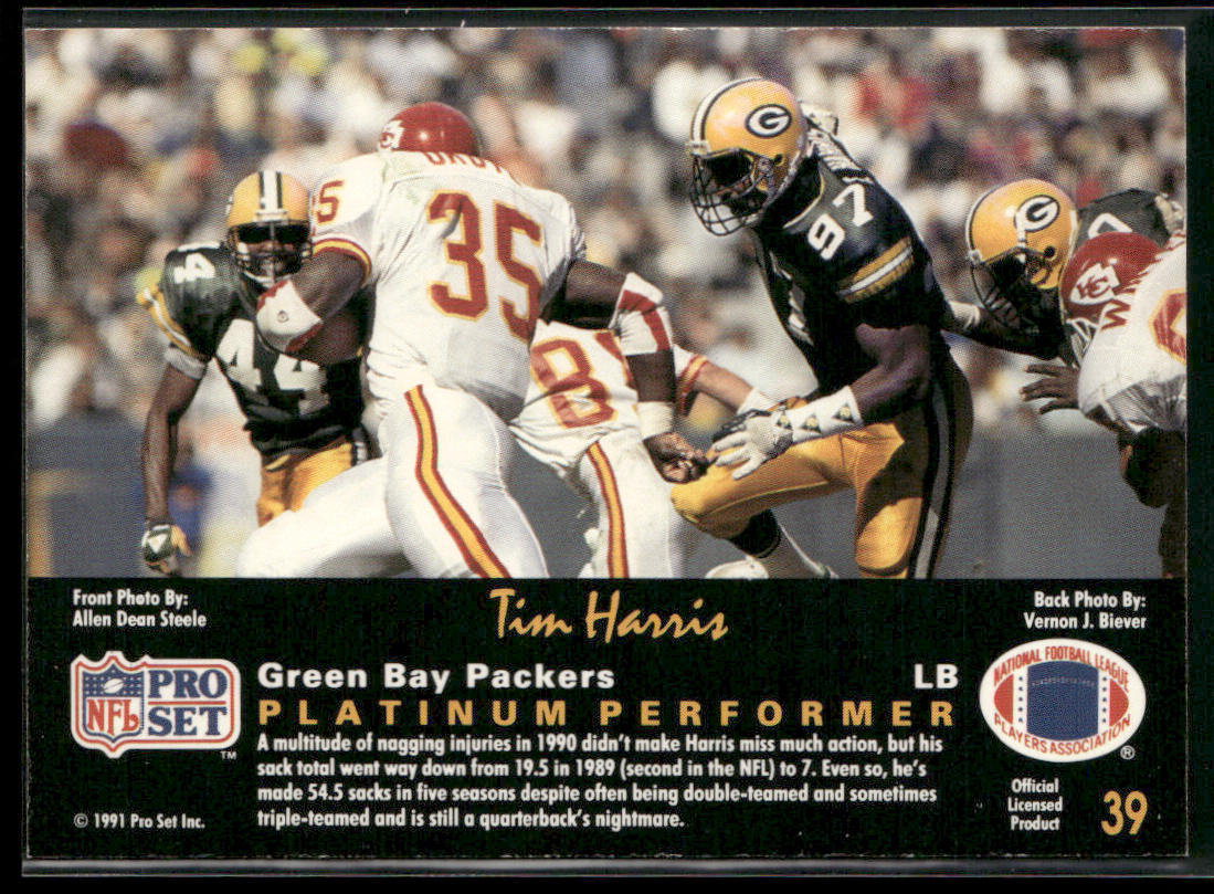 Tim Harris 1991 Pro Set Platinum #39 Green Bay Packers