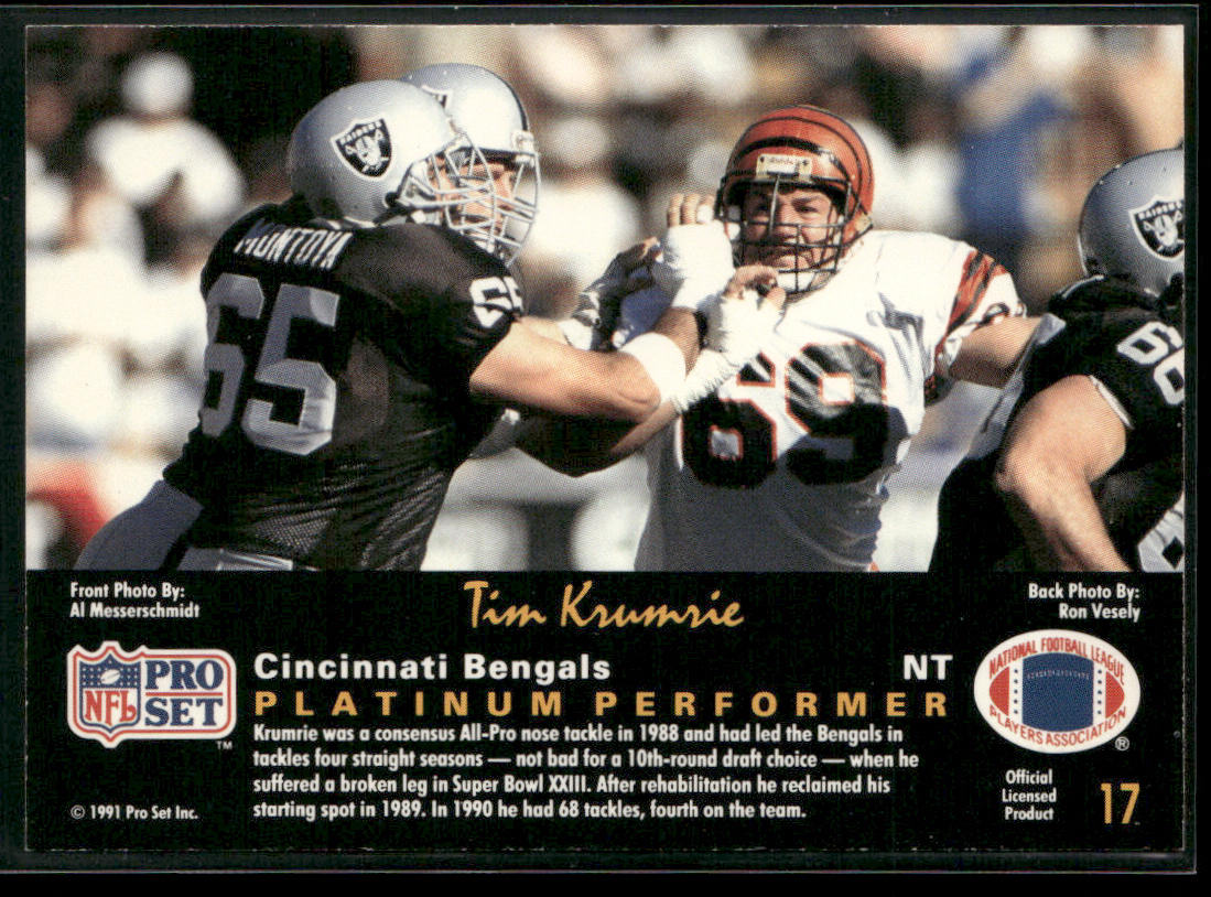 Tim Krumrie 1991 Pro Set Platinum #17 Cincinnati Bengals