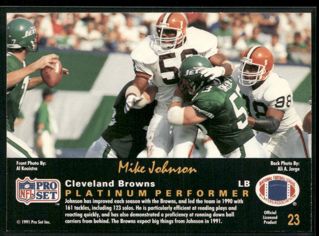 Mike Johnson 1991 Pro Set Platinum #23 Cleveland Browns