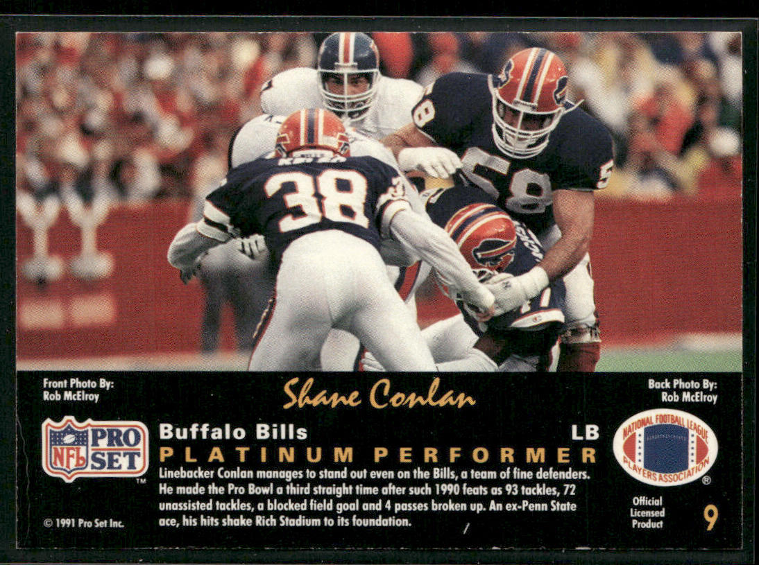 Shane Conlan 1991 Pro Set Platinum #9 Buffalo Bills