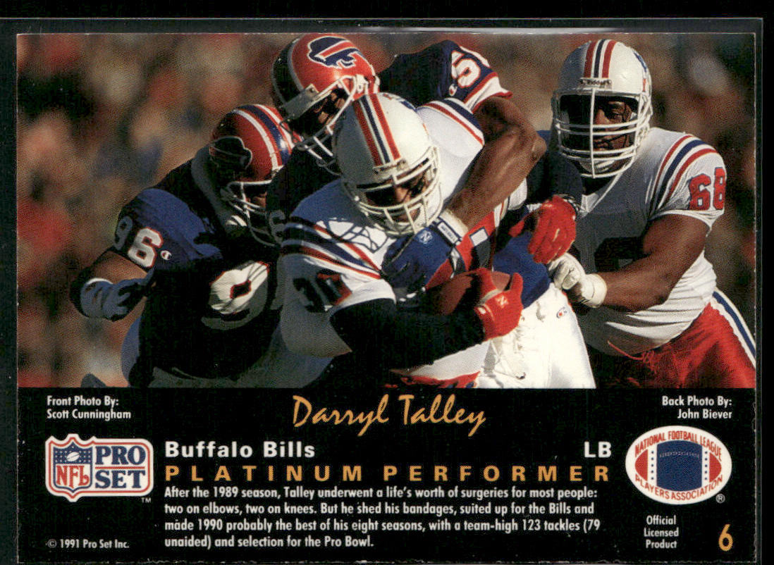 Darryl Talley 1991 Pro Set Platinum #6 Buffalo Bills