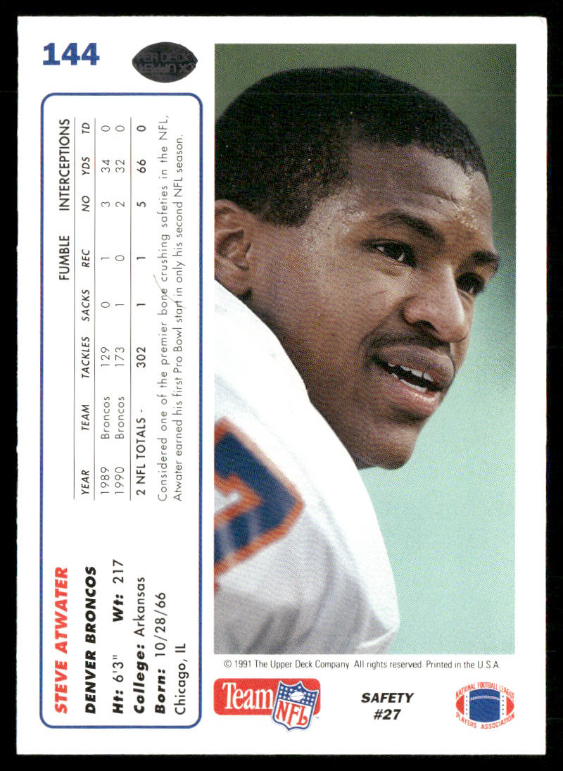 Steve Atwater 1991 Upper Deck #144 Denver Broncos