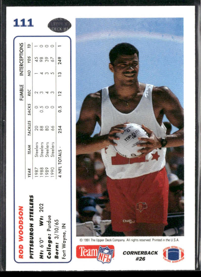 Rod Woodson 1991 Upper Deck #111c Pittsburgh Steelers