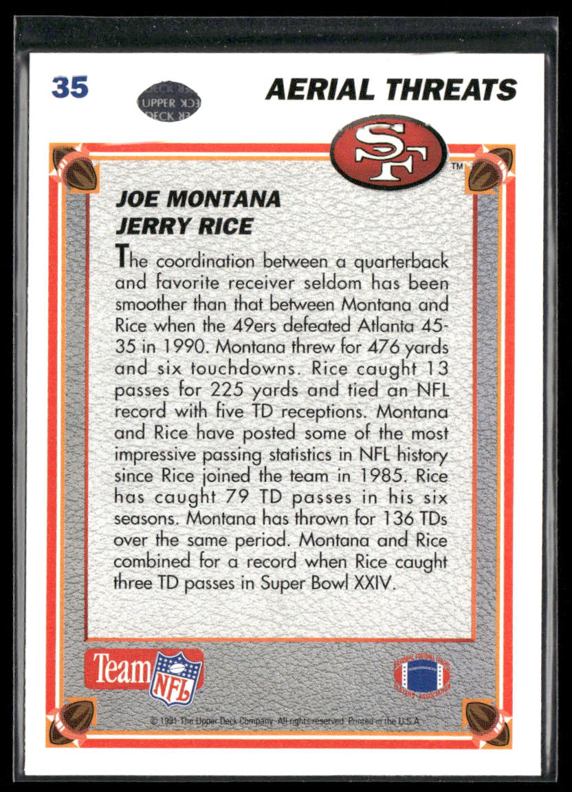 Joe Montana / Jerry Rice 1991 Upper Deck #35b San Francisco 49ers