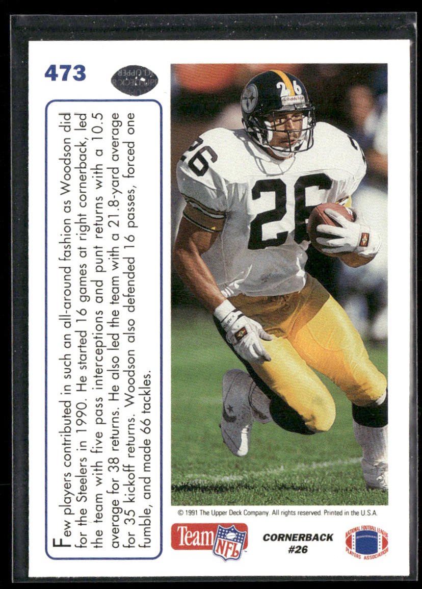 Rod Woodson 1991 Upper Deck #473b Pittsburgh Steelers