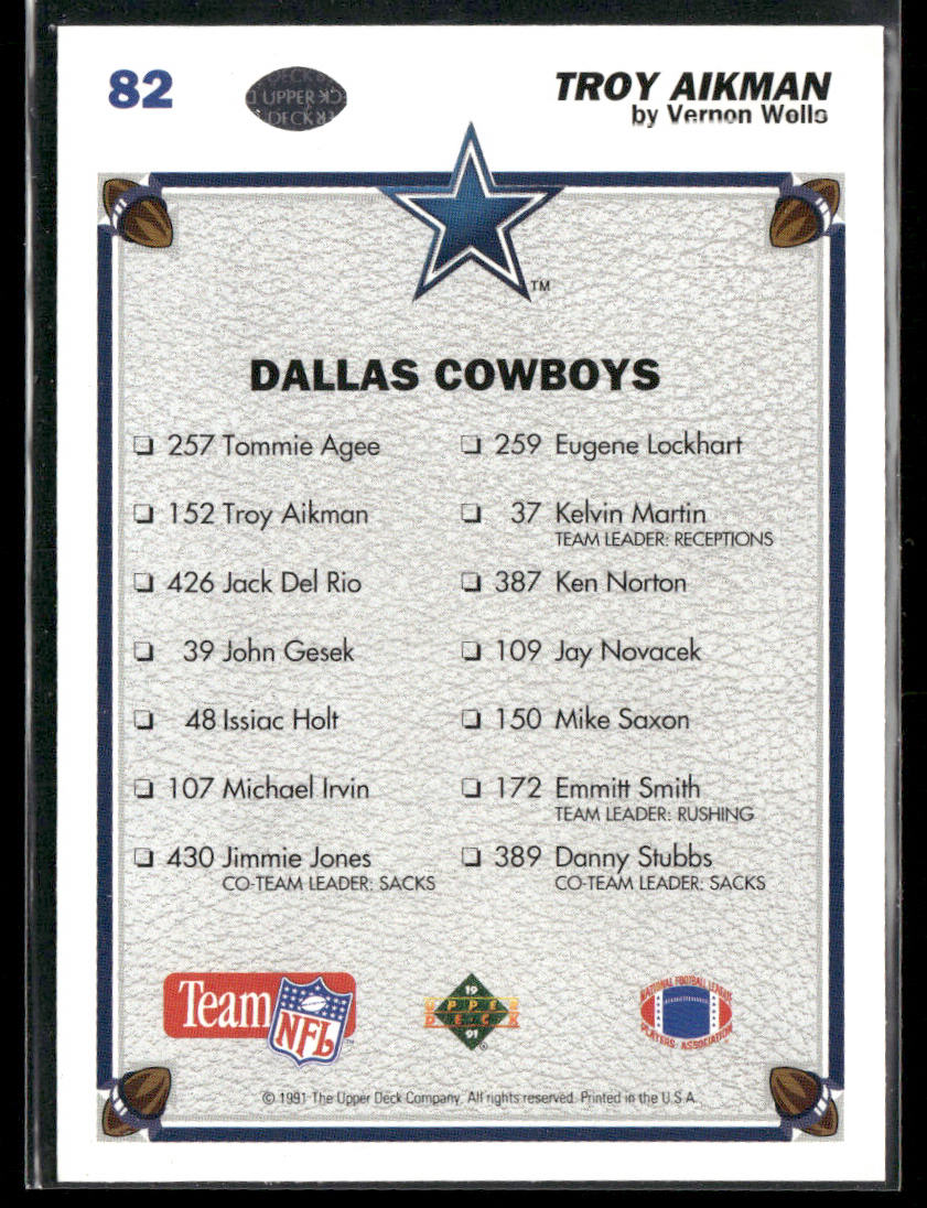 Troy Aikman 1991 Upper Deck #82 Dallas Cowboys back