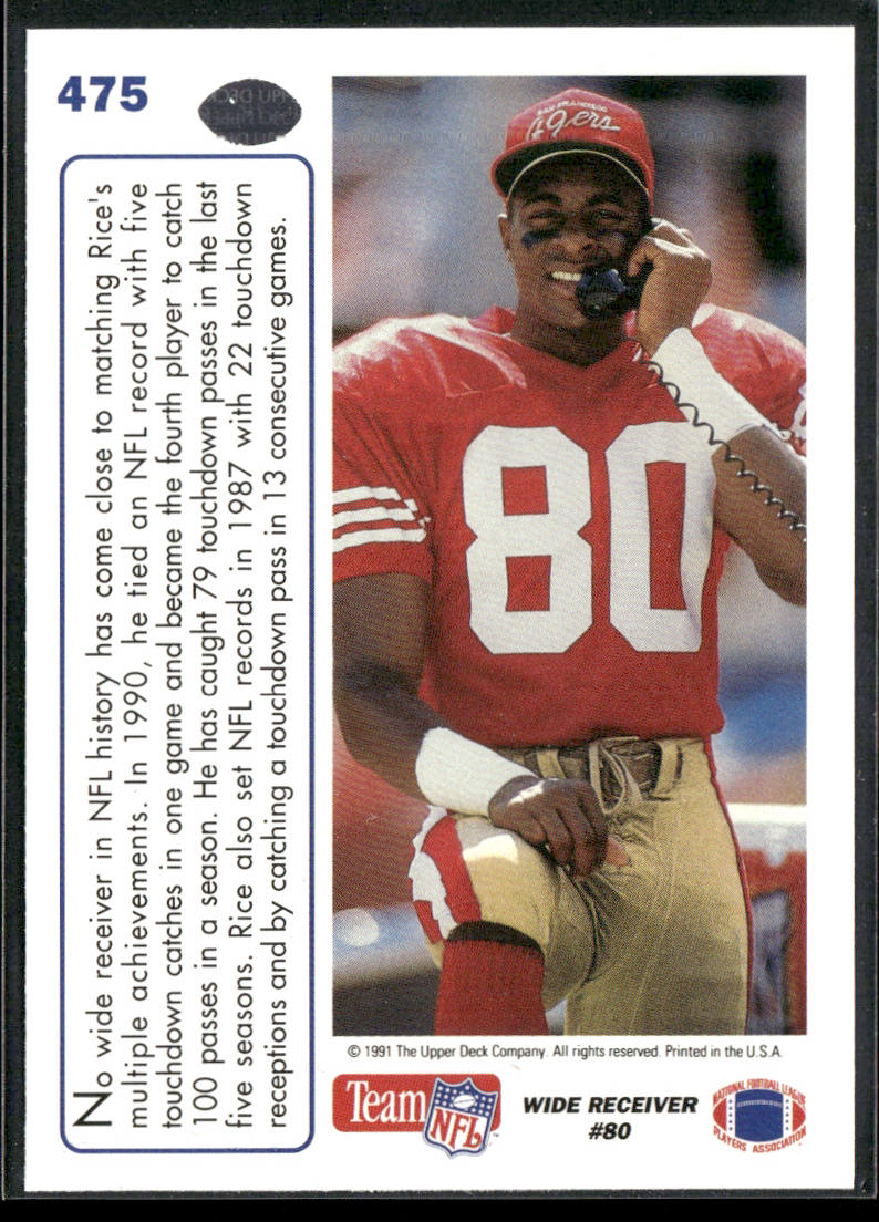 Jerry Rice 1991 Upper Deck #475b San Francisco 49ers