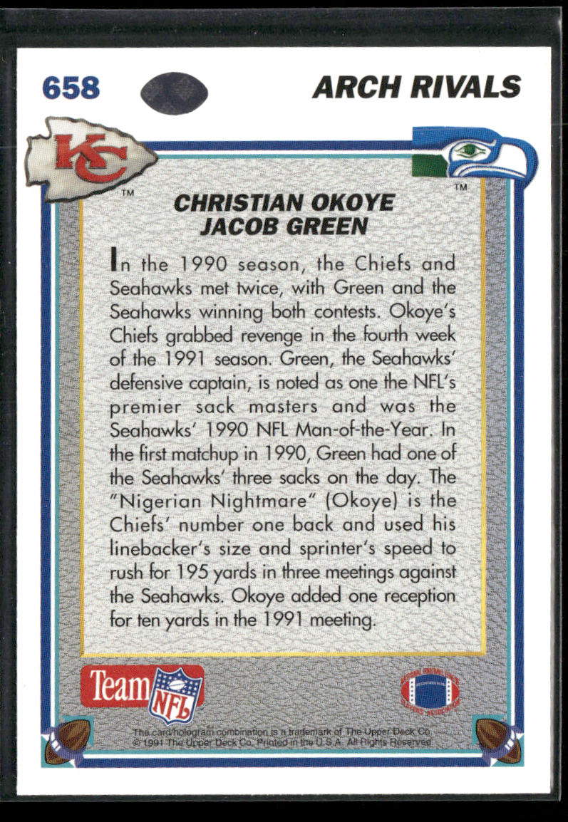 Christian Okoye / Jacob Green 1991 Upper Deck #658