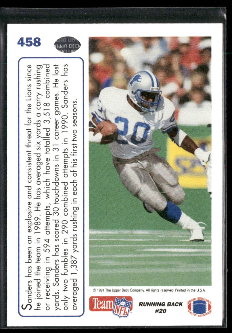 Barry Sanders 1991 Upper Deck #458b Detroit Lions