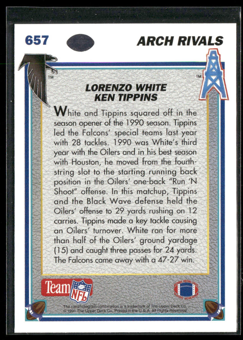Lorenzo White / Ken Tippins 1991 Upper Deck #657b