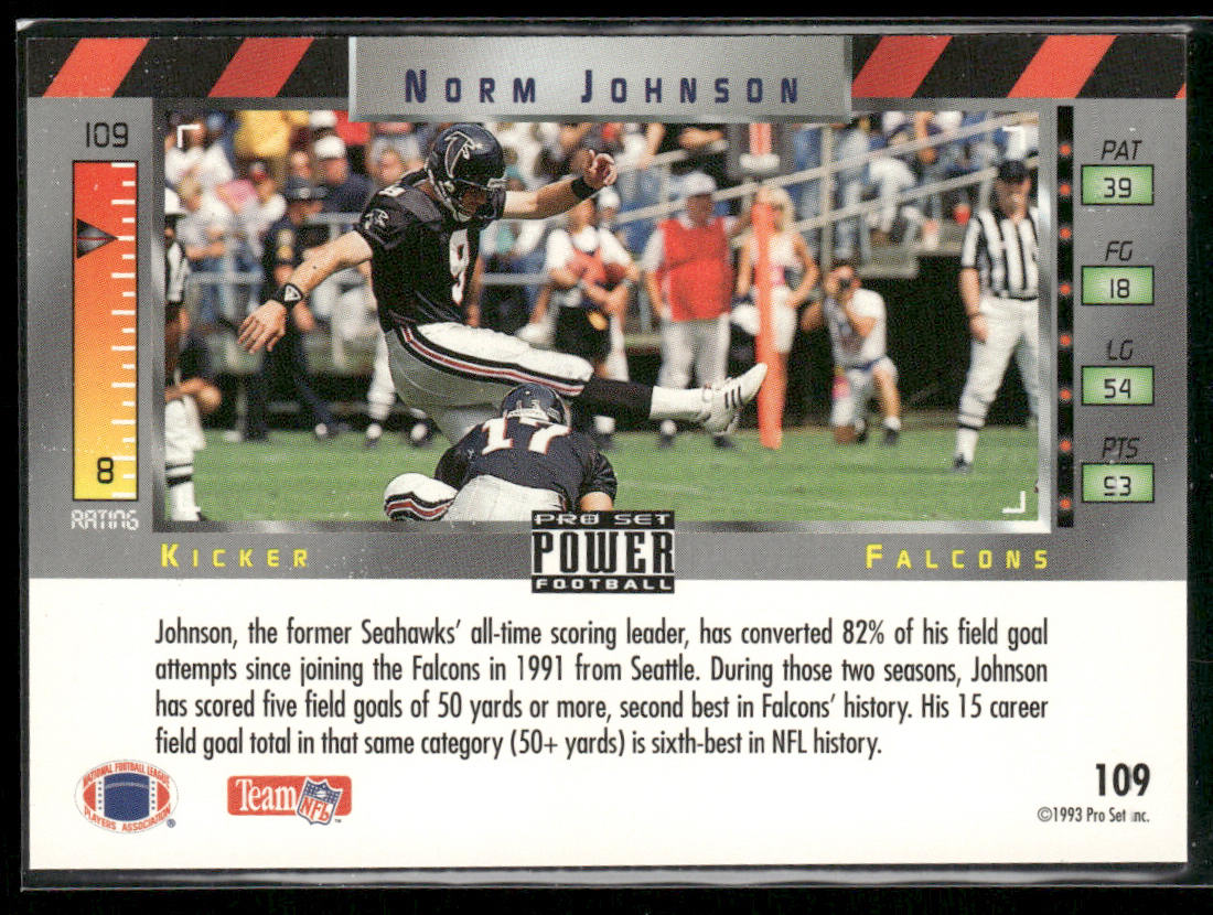 Norm Johnson 1993 Pro Set Power #109 Atlanta Falcons