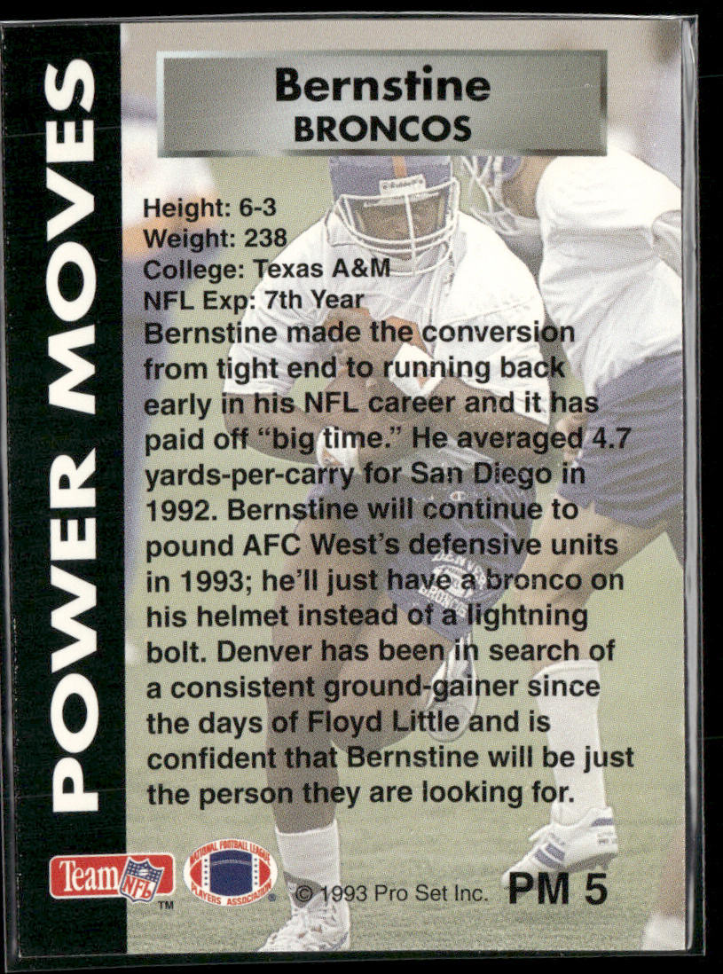 Rod Bernstine 1993 Pro Set Power Power Moves #PM5 Denver Broncos