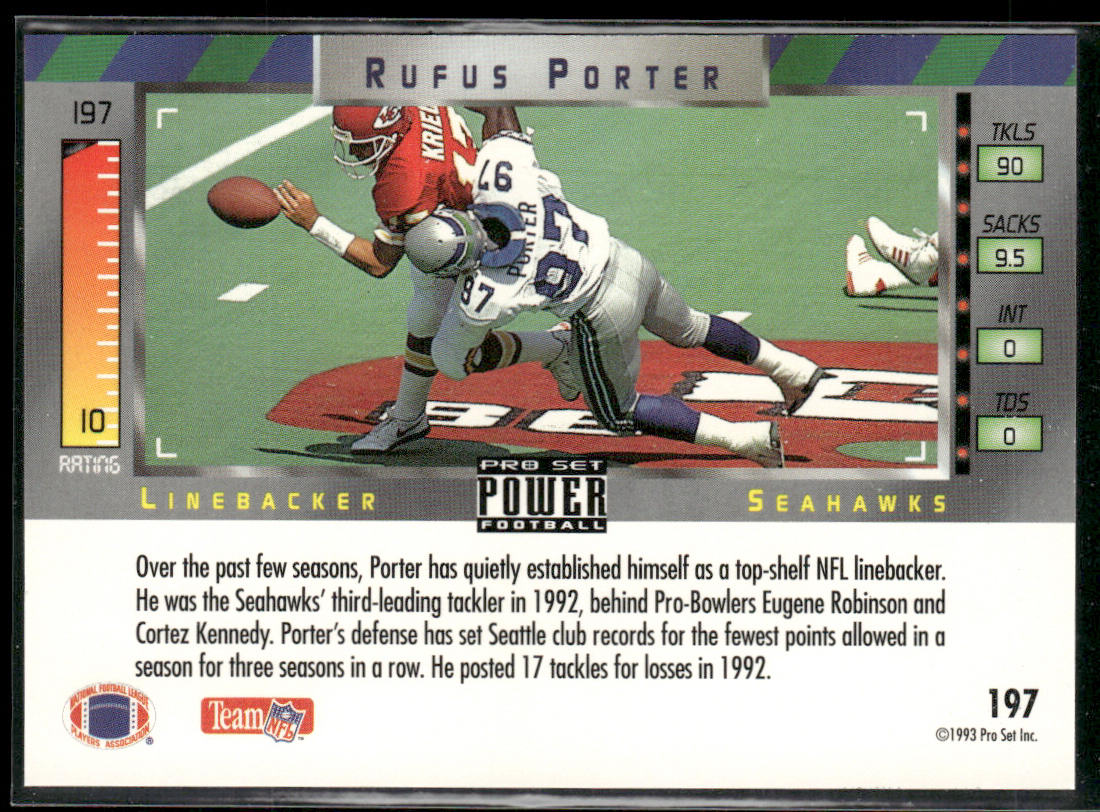 Rufus Porter 1993 Pro Set Power #197 Seattle Seahawks