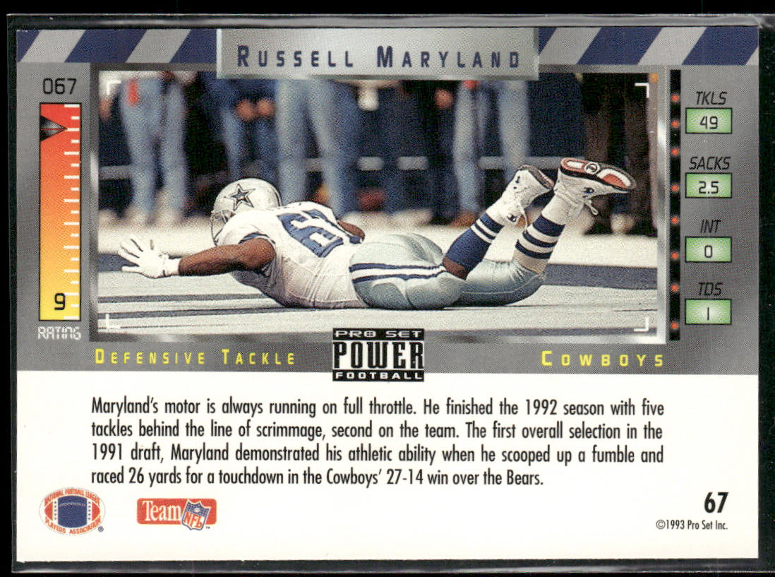 Russell Maryland 1993 Pro Set Power #67 Dallas Cowboys