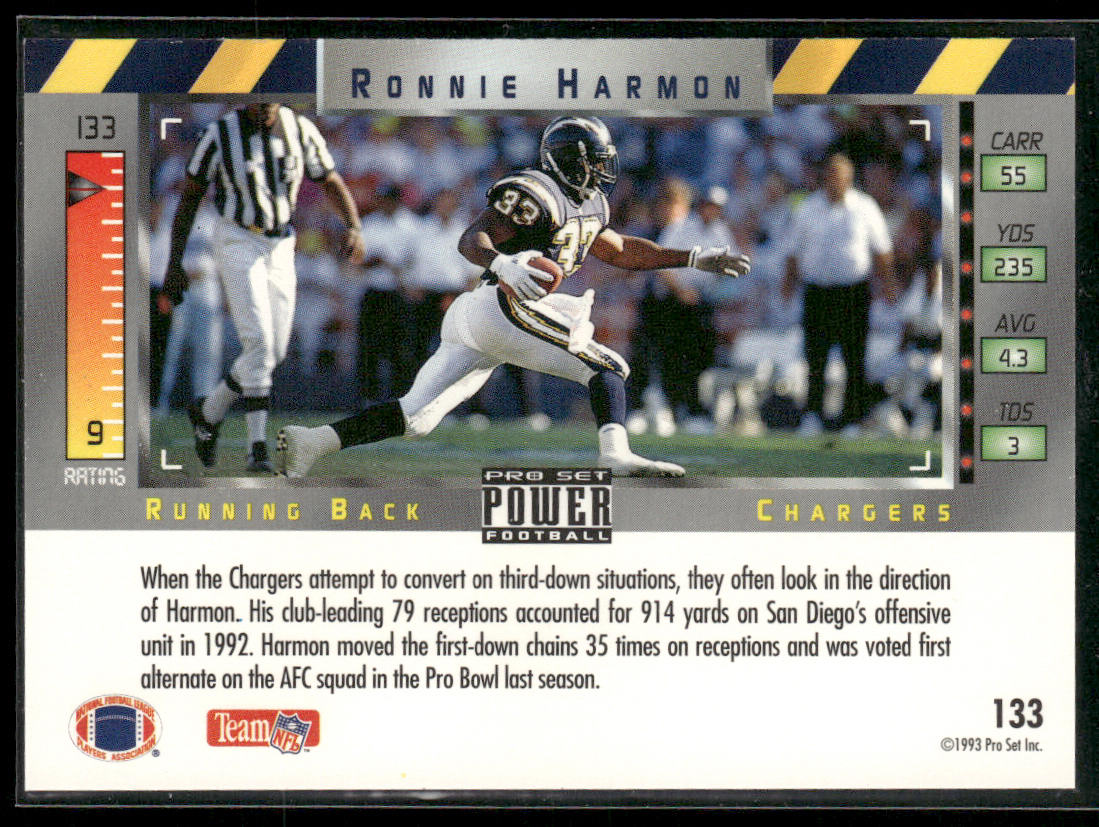 Ronnie Harmon 1993 Pro Set Power #133 San Diego Chargers