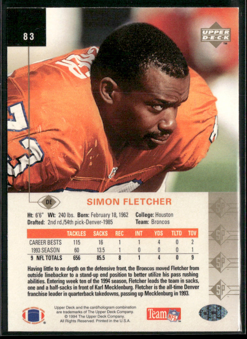 Simon Fletcher 1994 SP #83 Denver Broncos