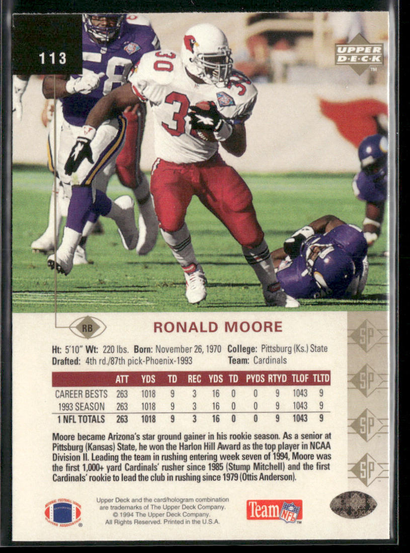 Ronald Moore 1994 SP #113 Arizona Cardinals