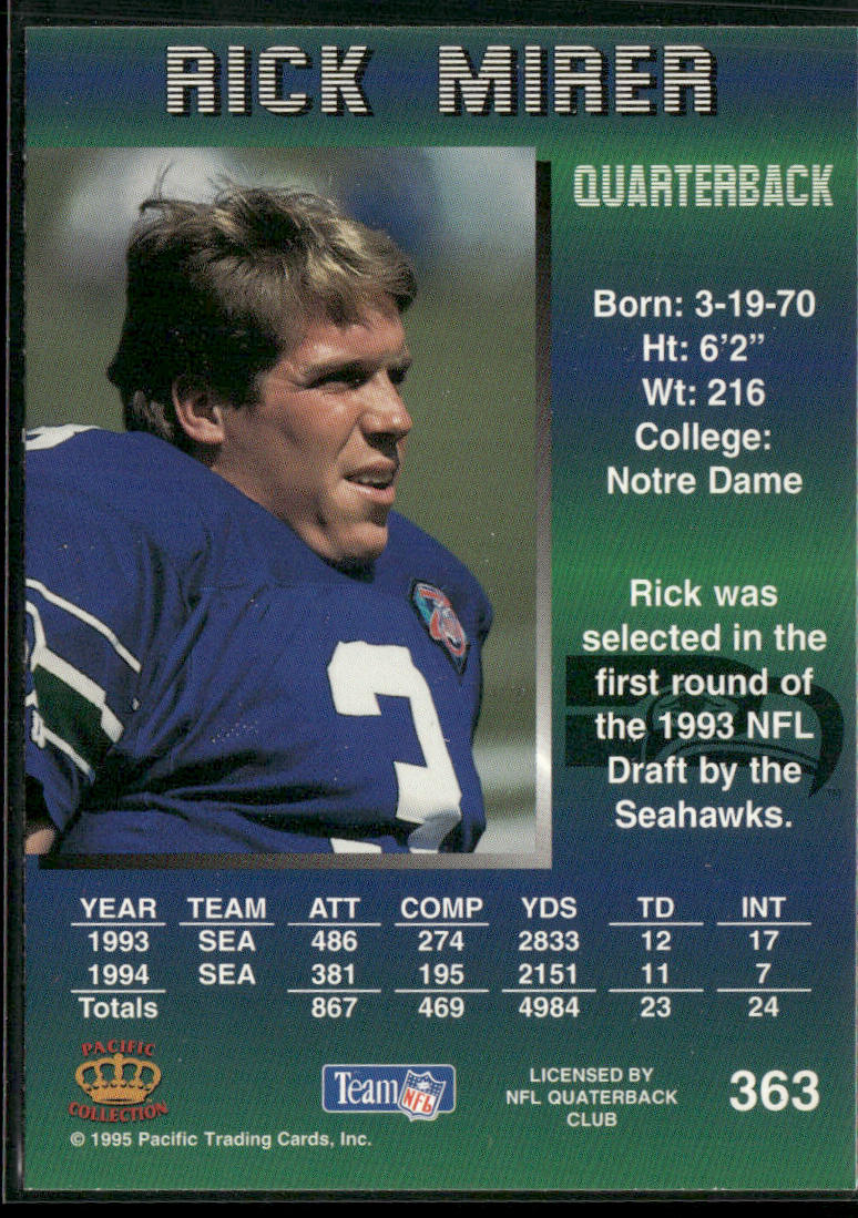 Rick Mirer 1995 Pacific #363 Seattle Seahawks