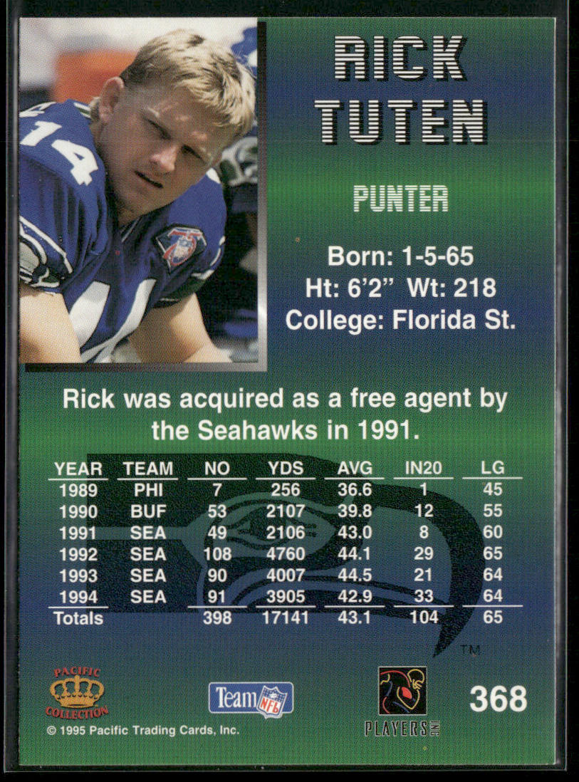 Rick Tuten 1995 Pacific #368 Seattle Seahawks