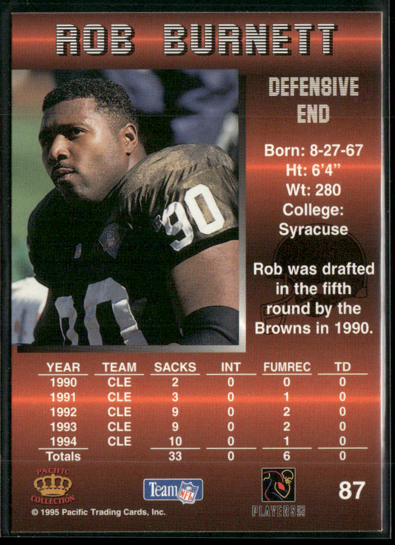 Rob Burnett 1995 Pacific #87 Cleveland Browns back