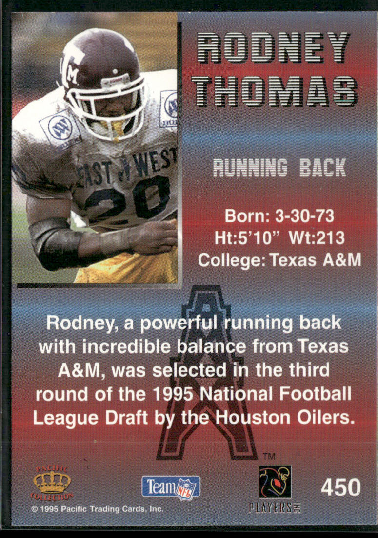 Rodney Thomas 1995 Pacific #450 RC Houston Oilers