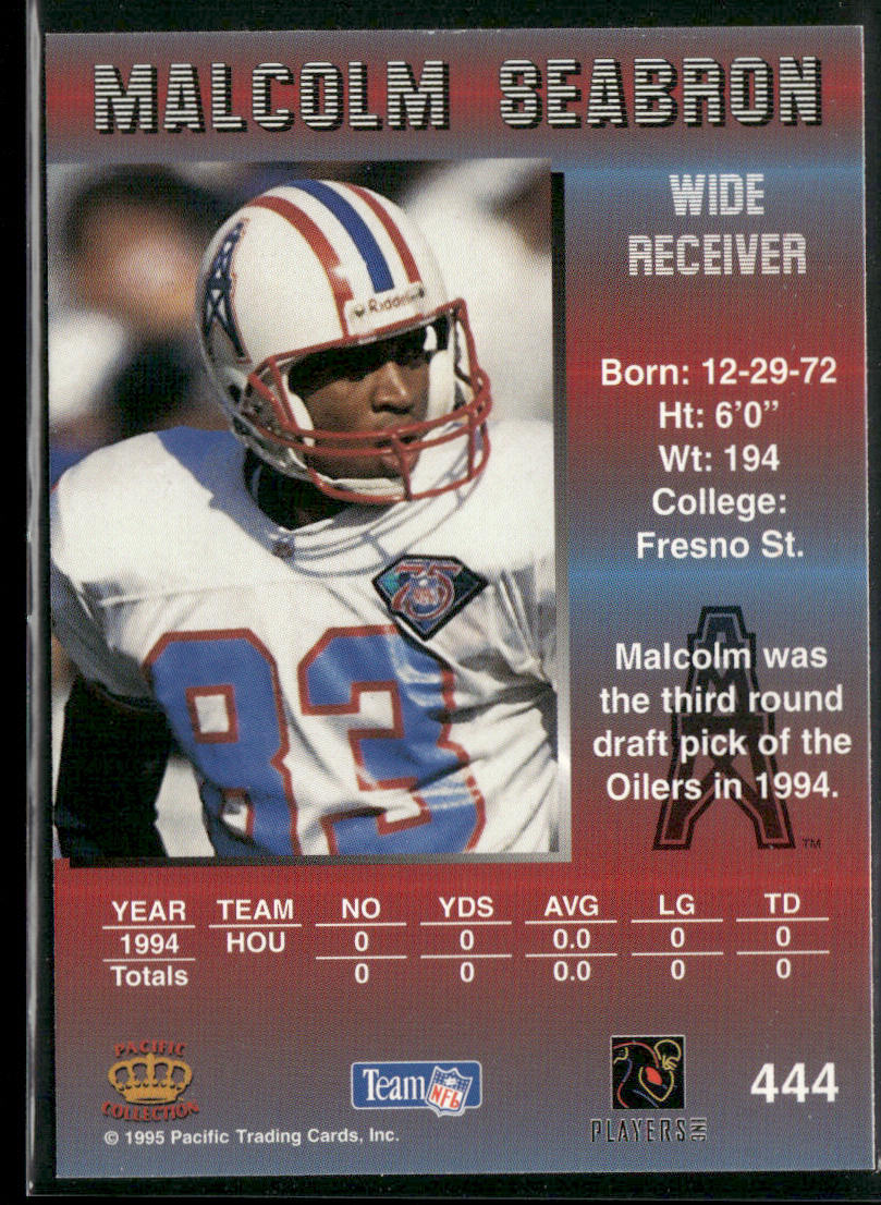 Malcolm Seabron 1995 Pacific #444 RC Houston Oilers