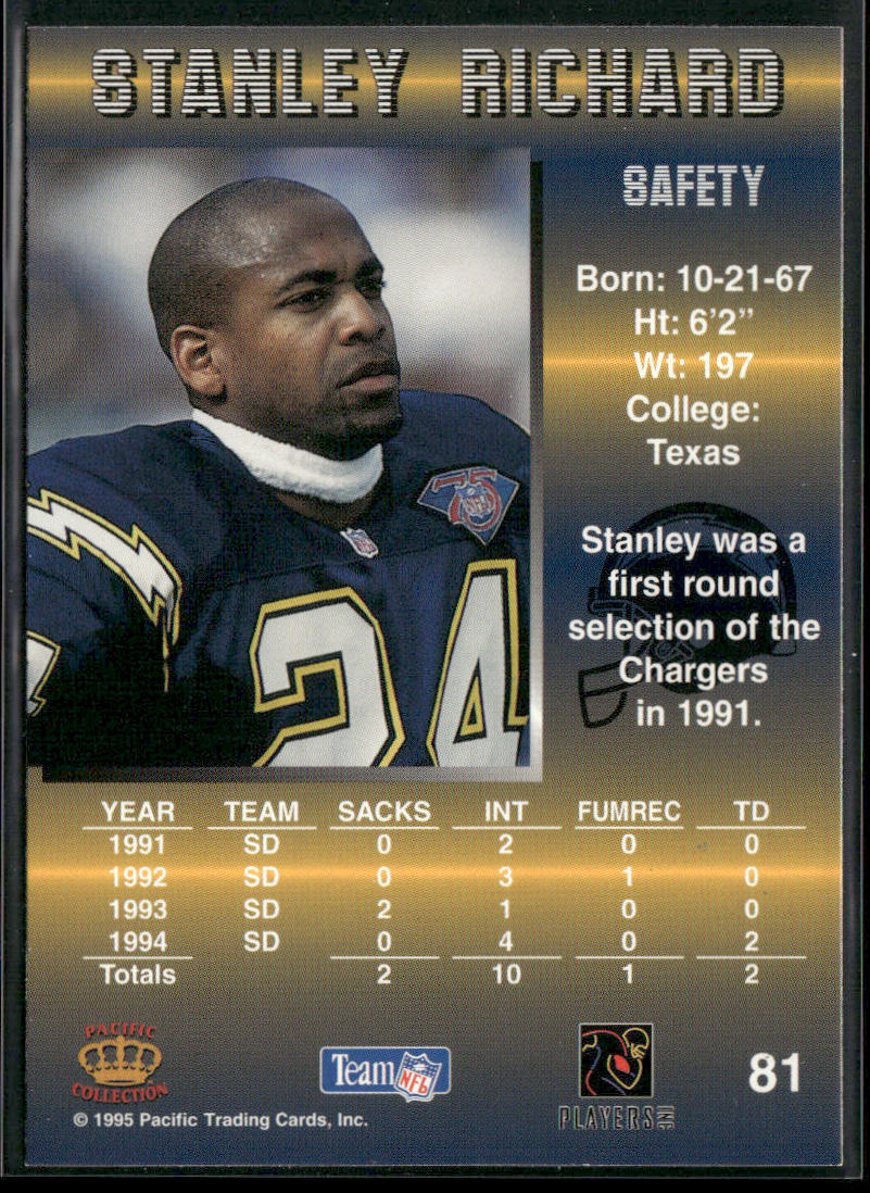 Stanley Richard 1995 Pacific #81 San Diego Chargers