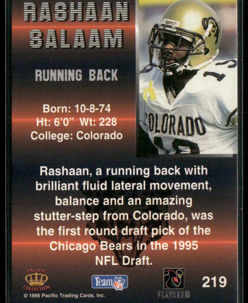 Rashaan Salaam 1995 Pacific #219 RC Chicago Bears