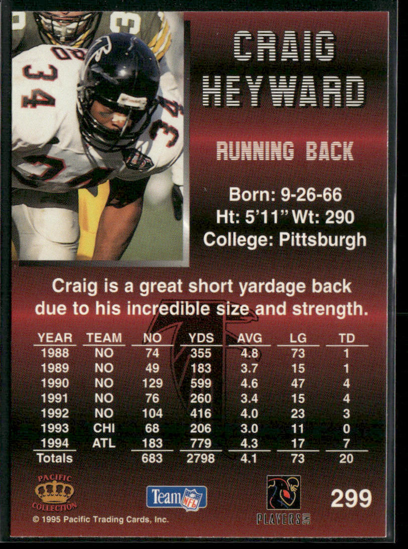 Craig Heyward 1995 Pacific #299 Atlanta Falcons back