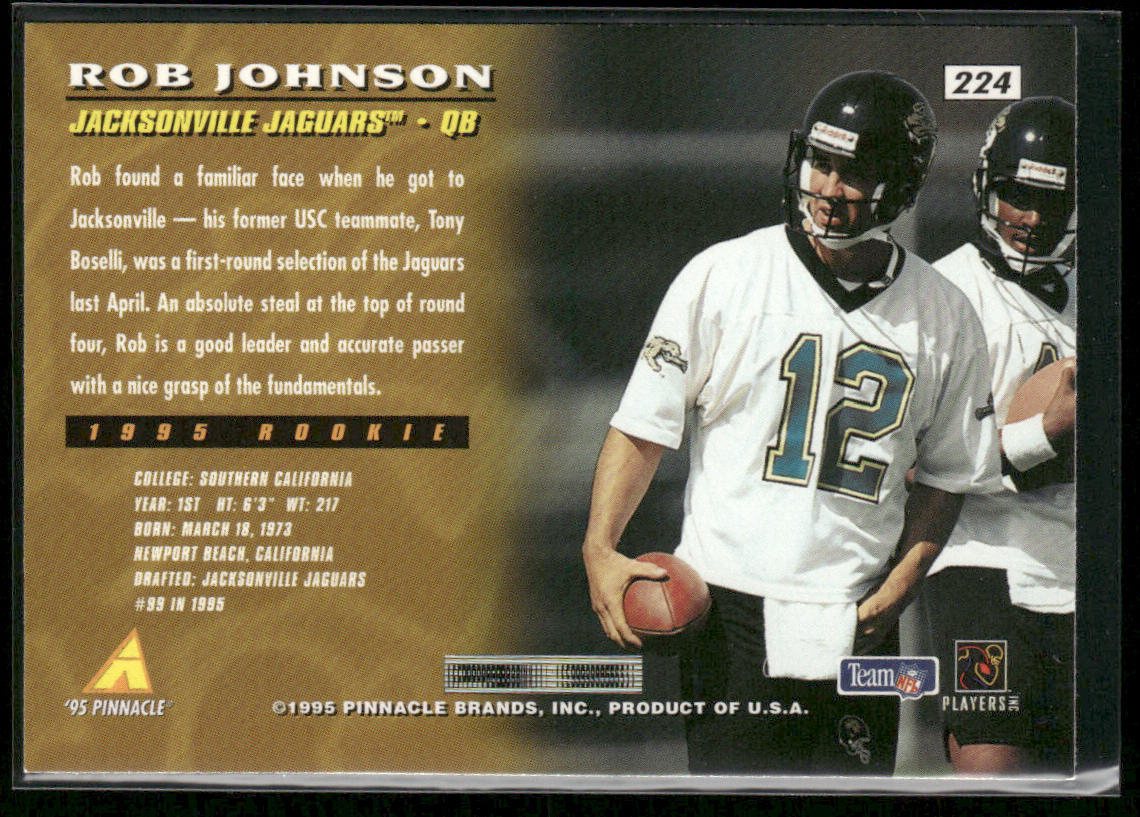 Rob Johnson 1995 Pinnacle #224 RC Jacksonville Jaguars