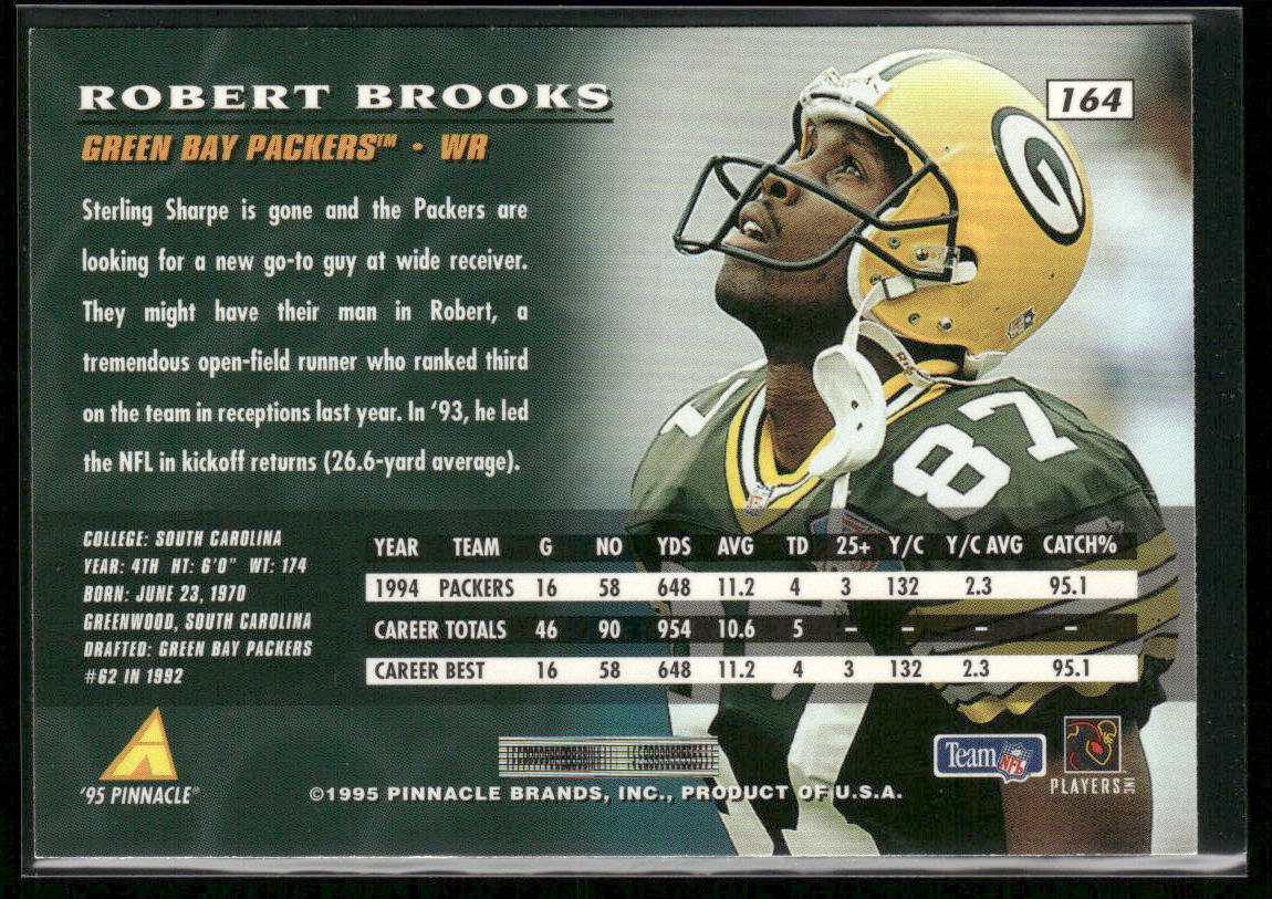 Robert Brooks 1995 Pinnacle #164 Green Bay Packers