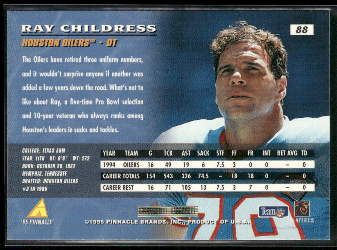 Ray Childress 1995 Pinnacle #88 Houston Oilers