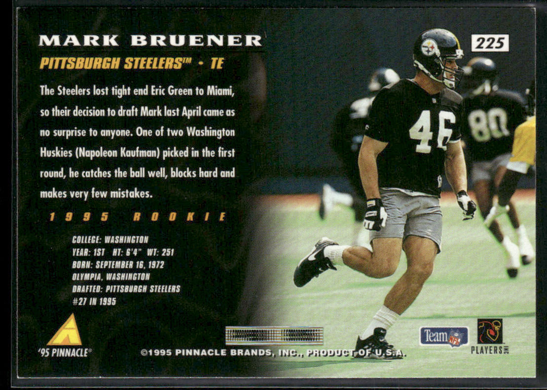 Mark Bruener 1995 Pinnacle #225 RC Pittsburgh Steelers