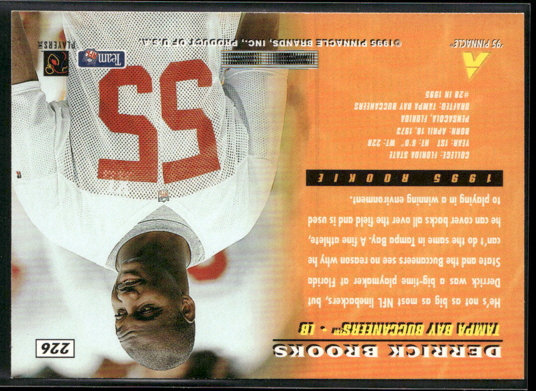 Derrick Brooks 1995 Pinnacle #226 RC Tampa Bay Buccaneers