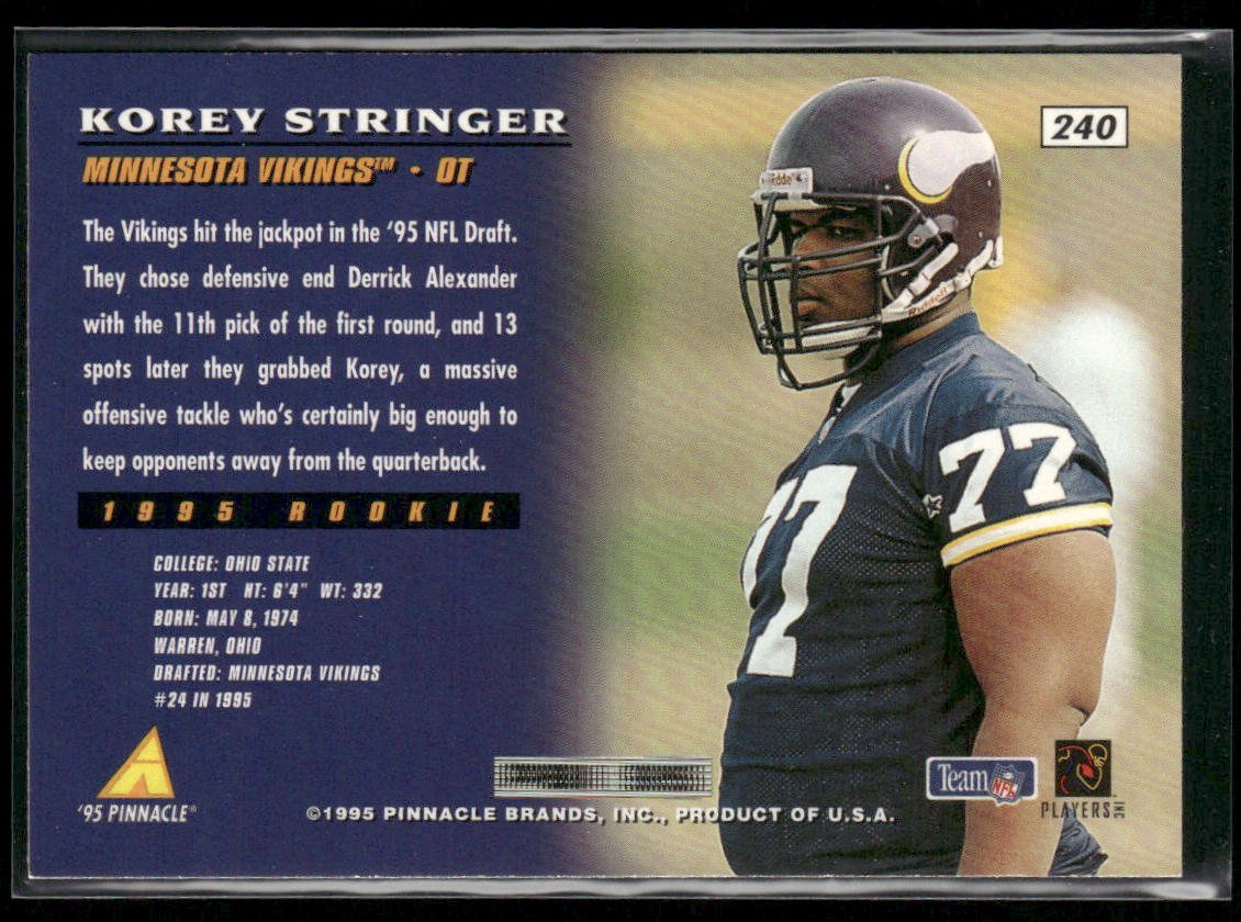 Korey Stringer 1995 Pinnacle #240 RC Minnesota Vikings