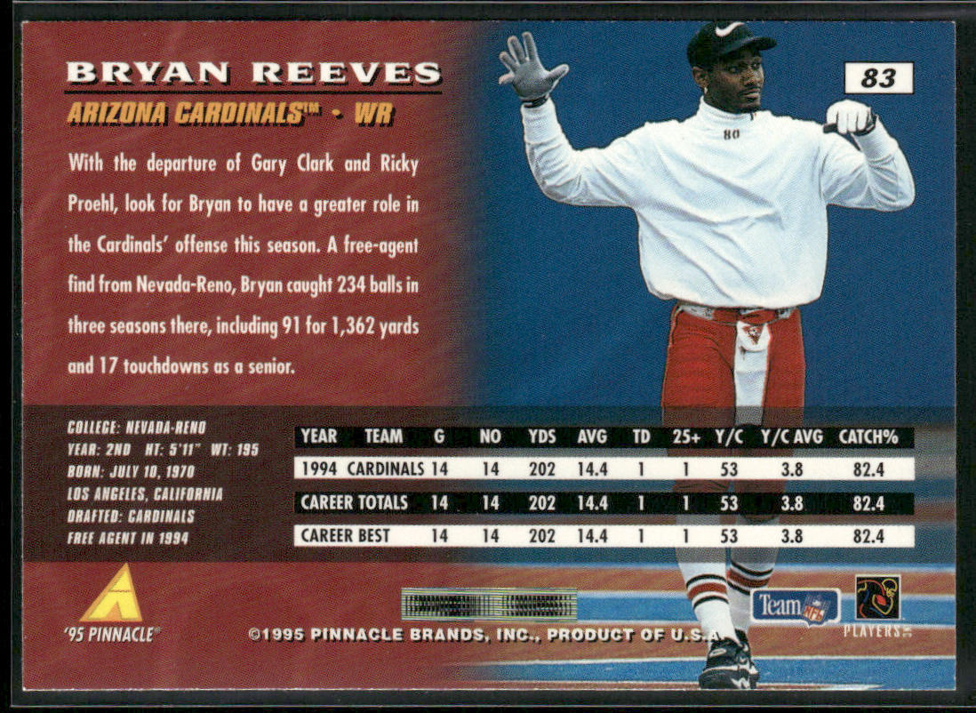 Bryan Reeves 1995 Pinnacle #83 RC Arizona Cardinals